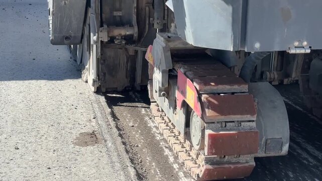 Asphalt Milling Machine in Action &ndash; Road Maintenance and Construction Work