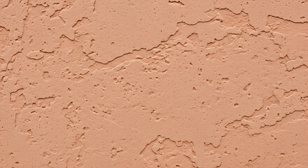 Obraz premium Hand-Carved Italian Gesso and Venetian Plaster Surface with Subtle Float Polishing and Micro-Crazing Veins on Solid Warm Terracotta Background