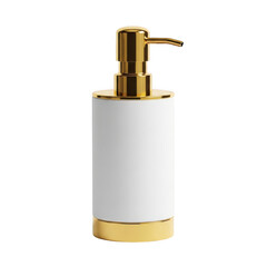Obraz premium Luxury white and gold soap dispenser isolated on transparent background