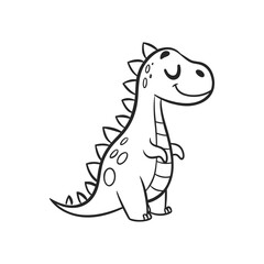 Fototapeta premium Cute Baby Dinosaur Line Art Character