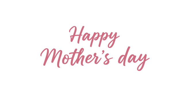 Vector illustration of Happy Mother's Day text in pink cursive script isolated on transparent background