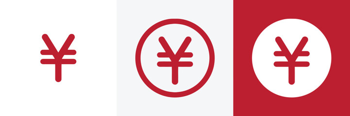 Obraz premium Japanese yen currency symbol in various circular and plain formats