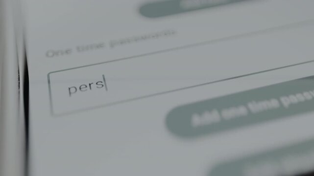Input field for a One time password, user types the password