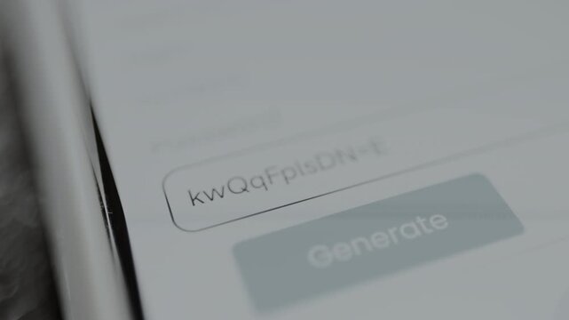 User taps the Generate button to create a password, password generation