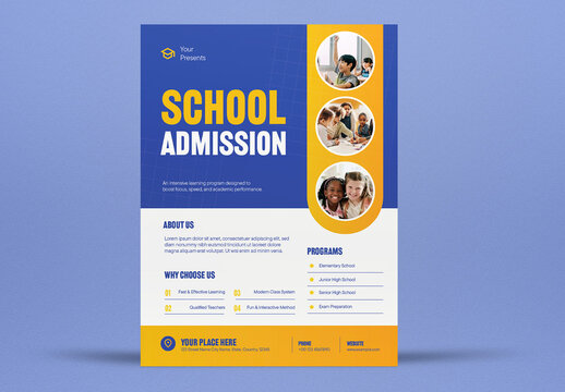 Blue School Admission Flyer Layout