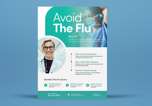 Green And White Corporate Avoid The Flu Flyer Layout
