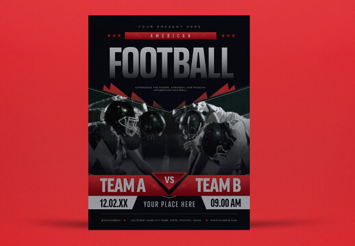 Black And Red American Football Flyer Layout