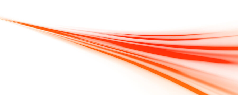 Bright coral luminous streak arcs over transparent canvas. Soft fade creates airy sensation of movement. Versatile abstract asset PNG.