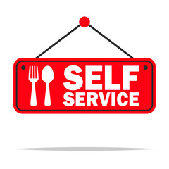 Self service hanging sign vector isolated illustration