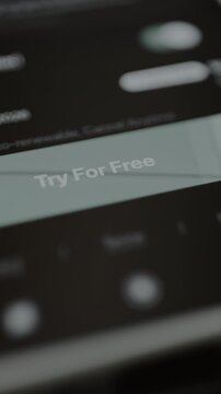 Try For Free promotional message for a subscription based service