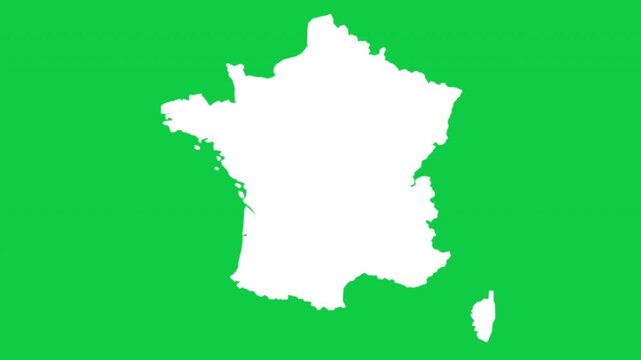 France map pop animation with green background