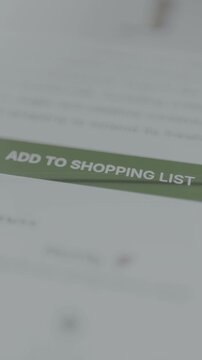 Person taps the option Add To Shopping List, ecommerce concept