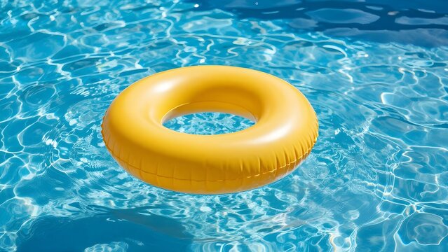 yellow inflatable ring in pool