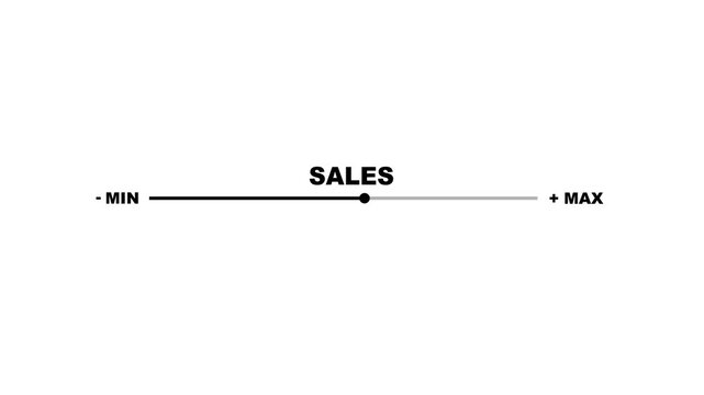 The concept of business sales on white background. adjusting virtual slider from min to max, process to Business sales. sales concept video. 4k video.