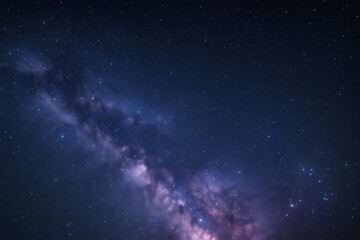 Fototapeta premium Night sky filled with shining stars and Milky Way galaxy in deep space view, cosmic science background, ideal for astronomy and education concepts. Ai generative