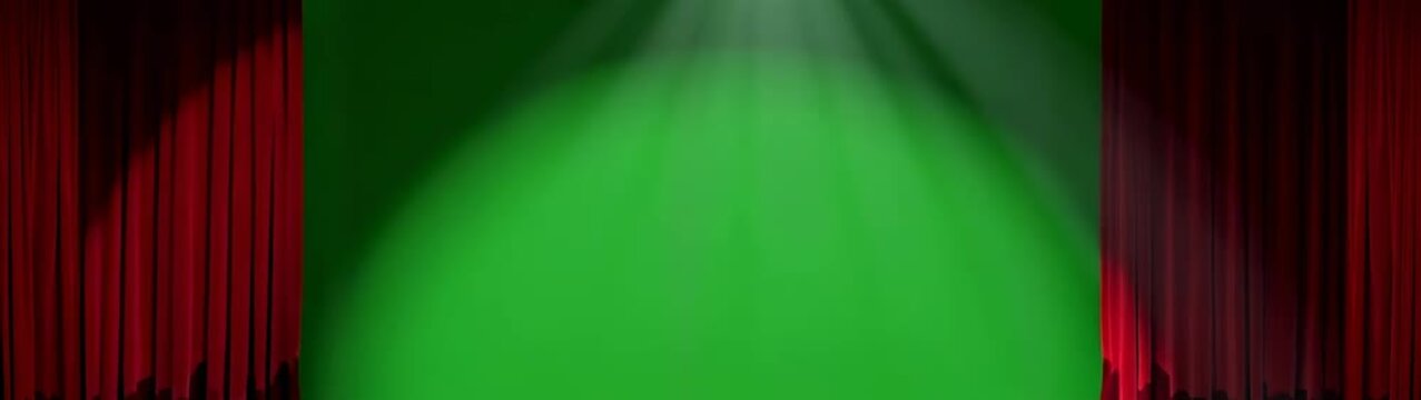 Red curtains opening stage background