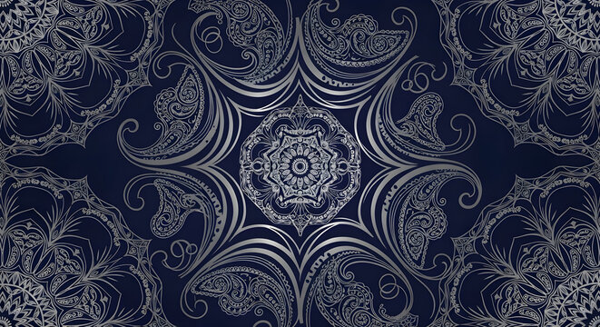 Intricate black white mandala seamless pattern elegant decorative ornate design