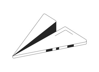 Naklejka premium Paper airplane 2D line object. Message sending. Instant delivery. Digital communication. Fast mail. Paper plane flying isolated clipart vector ink outline item. Monochrome spot illustration