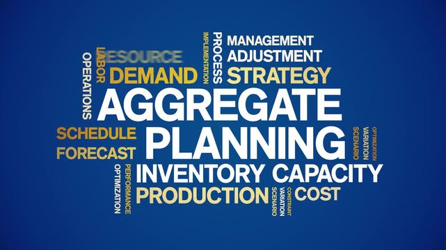 Aggregate Planning animated word cloud-text design animation tag kinetic typography seamless loop.