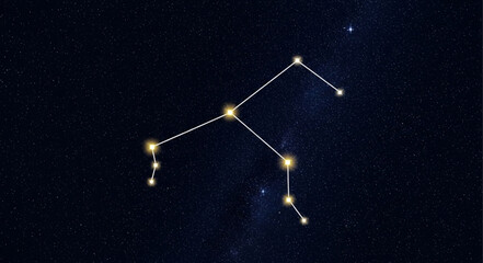 Aries constellation illuminated in the vastness of the night sky. © Sude