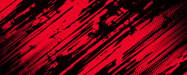 Black and red abstract grunge background with halftone style.