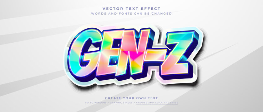 3D holographic GEN Z text effect on light grey background