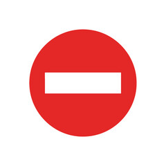 Red Stop Sign Icon with White Bar - No Entry Symbol