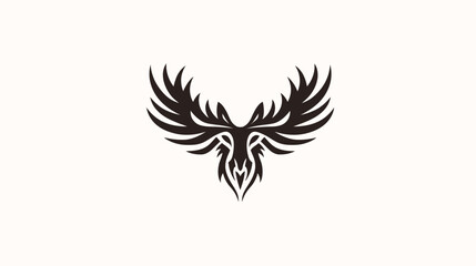 Obraz premium A symmetrical emblem, featuring a stylized creature with outstretched wings in dark shade