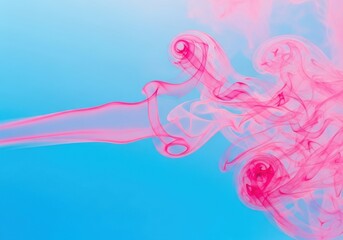 Obraz premium A vibrant explosion of pink and blue hues merging in a fluid artistic display