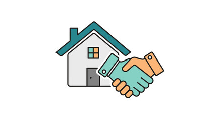Obraz premium Handshake and House Icon Symbolizing Real Estate Deal.
