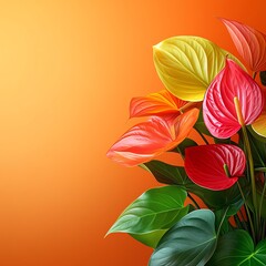 Vibrant tropical flowers with vivid colors.