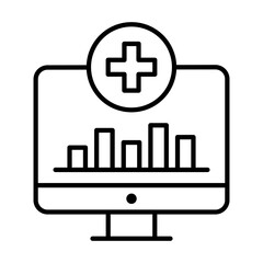 Digital healthcare analytics and medical report icon illustration