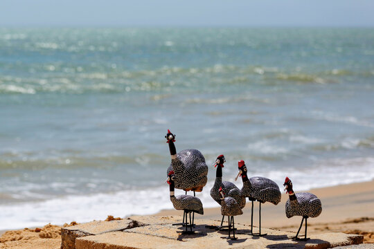 Pintades fabriqu&eacute;es de fa&ccedil;on artisanale sur une plage du S&eacute;n&eacute;gal