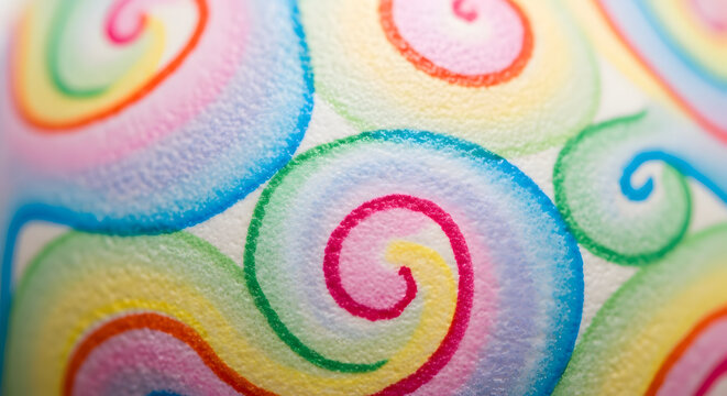 Macro Close-up of Textured Easter Eggshell with Abstract Pastel Swirls &ndash; Artistic and Detailed Spring Decoration