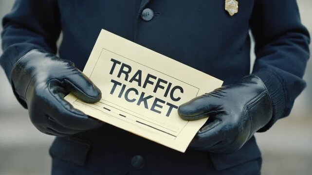 Police officer with a traffic ticket.