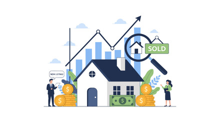 Fototapeta premium House Sale Growth Financial Concept Illustration.