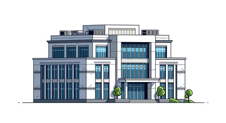 Modern Office Building with Glass Facade.