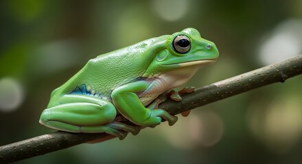 Obraz premium Green Tree Frog on Branch