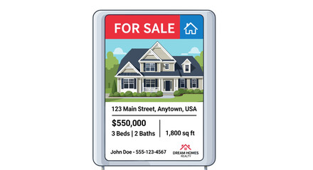 Obraz premium Real Estate Property For Sale Sign.