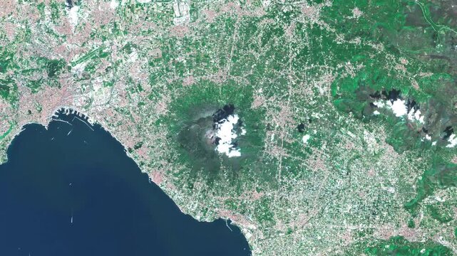Mount Vesuvius Volcano Near Naples Italy Dramatic Landscape 4K Travel Video