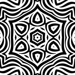 Fototapeta premium Complex Geometric Mandala Shield Star Pattern Wavy Line Art Illustration