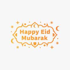 Vibrant hand-drawn Happy Eid Mubarak lettering with decorative elements. A sense of celebration and joy during the Eid holiday.