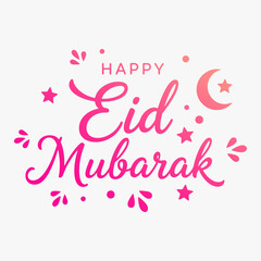 Vibrant hand-drawn Happy Eid Mubarak lettering with decorative elements. A sense of celebration and joy during the Eid holiday.