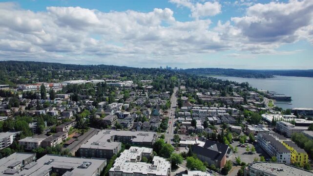 Kirkland, Washington Aerial View of Bellevue Suburbs