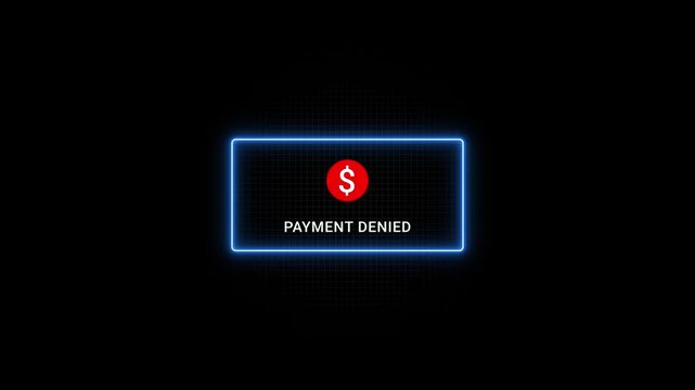 Payment Denied Error Message with Dollar Sign on Black Background transaction failed payment error denied transaction