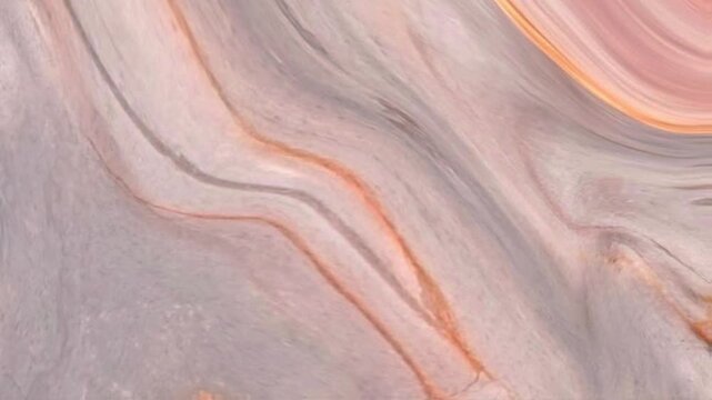An elegant liquid marble texture with an aesthetic color combination of soft pink, neutral gray, and a touch of orange.