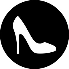 Elegant women high heel shoe fashion vector silhouette icon in circle