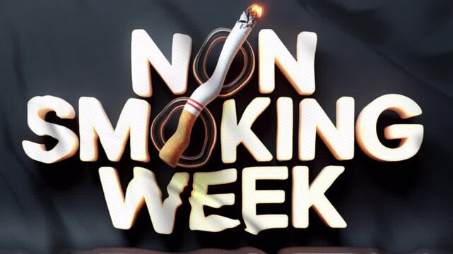 Animated video with a NON SMOKING WEEK theme  with a wavy flag style  suitable for campaigns. Motion graphics  4K footage.