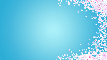 春のイメージ、桜の花と風に飛ぶ花びらの背景イラスト