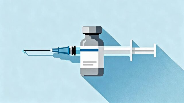 Vaccine vial and syringe illustration